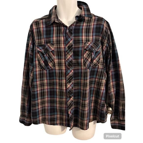 Ocean Pacific Tops - Vintage Ocean Pacific plaid, long sleeve, casual button up shirt. Size L…